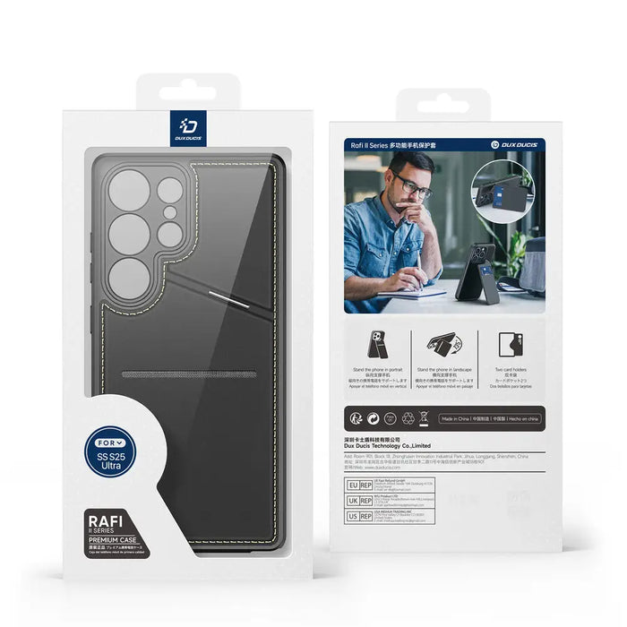 Dux Ducis Rafi II Case for Samsung Galaxy S25 Ultra with Stand and Wallet - Black - Cell phone cases