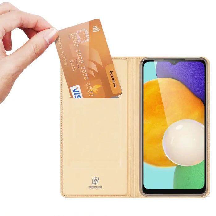 Dux Ducis Skin Pro Case for Samsung Galaxy A14 5G Flip Card Wallet Stand Gold - Cell phone cases and covers<<<HurtelXML