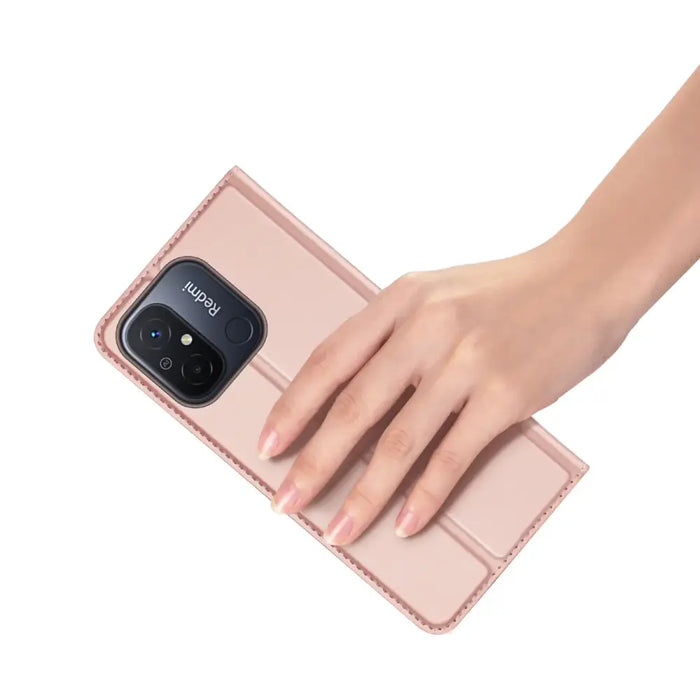 Dux Ducis Skin Pro Case For Xiaomi Redmi 11A / Poco C55 / Redmi 12C Cover Flip Card Wallet Stand Pink - Cell phone