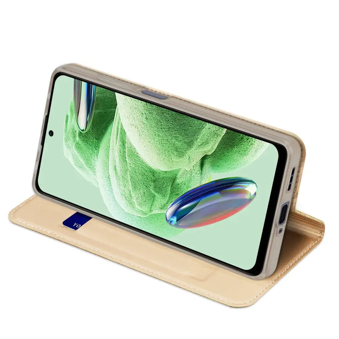 Dux Ducis Skin Pro Case For Xiaomi Redmi Note 12 Pro / Poco X5 Pro 5G Cover Flip Card Wallet Stand Gold - Cell phone