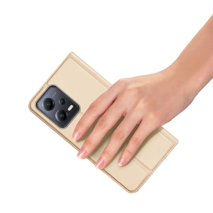 Dux Ducis Skin Pro Case for Xiaomi Redmi Note 12 Pro+ Flip Card Wallet Stand Gold - Cell phone cases