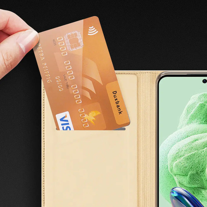 Dux Ducis Skin Pro Case for Xiaomi Redmi Note 12 Pro+ Flip Card Wallet Stand Gold - Cell phone cases