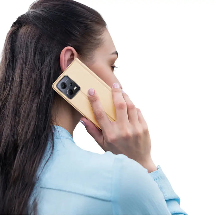 Dux Ducis Skin Pro Case for Xiaomi Redmi Note 12 Pro+ Flip Card Wallet Stand Gold - Cell phone cases