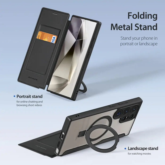 Dux Ducis Skin X Pro case with flap and magnetic ring for Samsung S24 Ultra - black - Cell phone cases