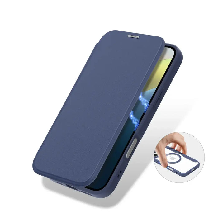 Dux Ducis Skin X Pro iPhone 16 Case with MagSafe and Flip - Blue - Cell phone cases and covers<<<HurtelXML