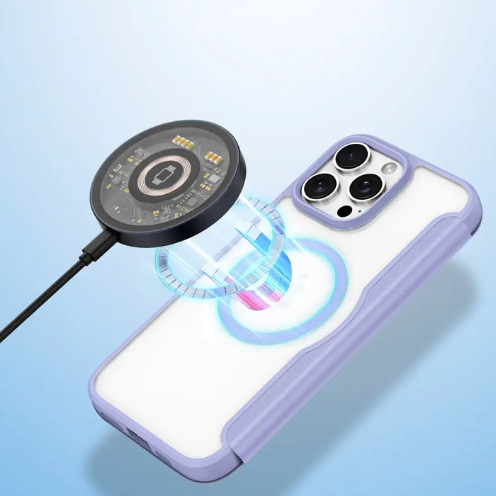 Dux Ducis Skin X Pro iPhone 16 Pro Max Case with MagSafe and Flip Cover - Purple - Cell phone cases