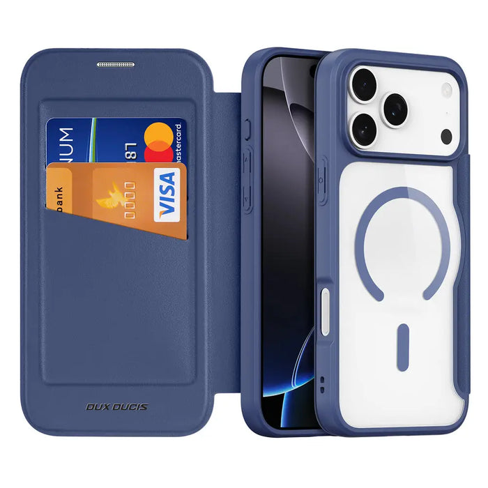 Dux Ducis Skin X Pro iPhone 17 Pro Case with Wallet MagSafe Compatible - Blue - Cell phone cases and covers<<<HurtelXML