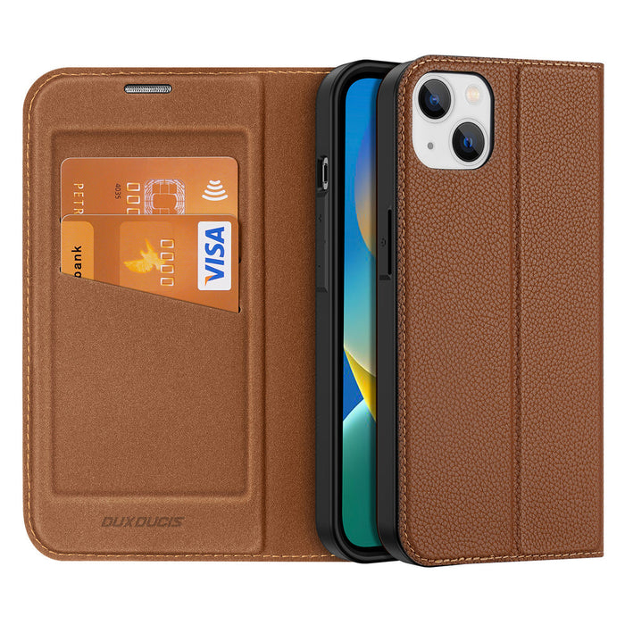 Dux Ducis Skin X2 case for iPhone 14 Plus case with magnetic flap brown - Cell phone cases and covers<<<HurtelXML