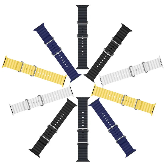 Dux Ducis Strap Watch 9 / 8 / 7 / 6 / 5 / 4 / 3 / 2 / SE (45 / 44 / 42mm) Silicone Band Bracelet Black (OceanWave