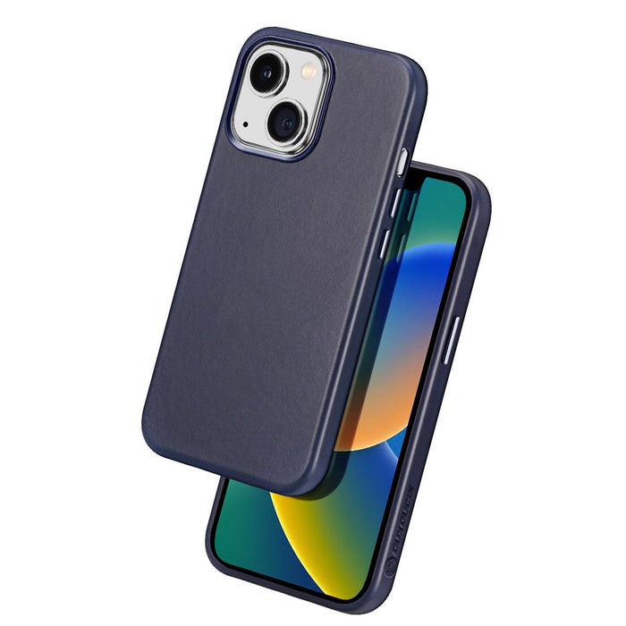 Dux Ducis Naples case for iPhone 14 Plus magnetic leather case MagSafe blue