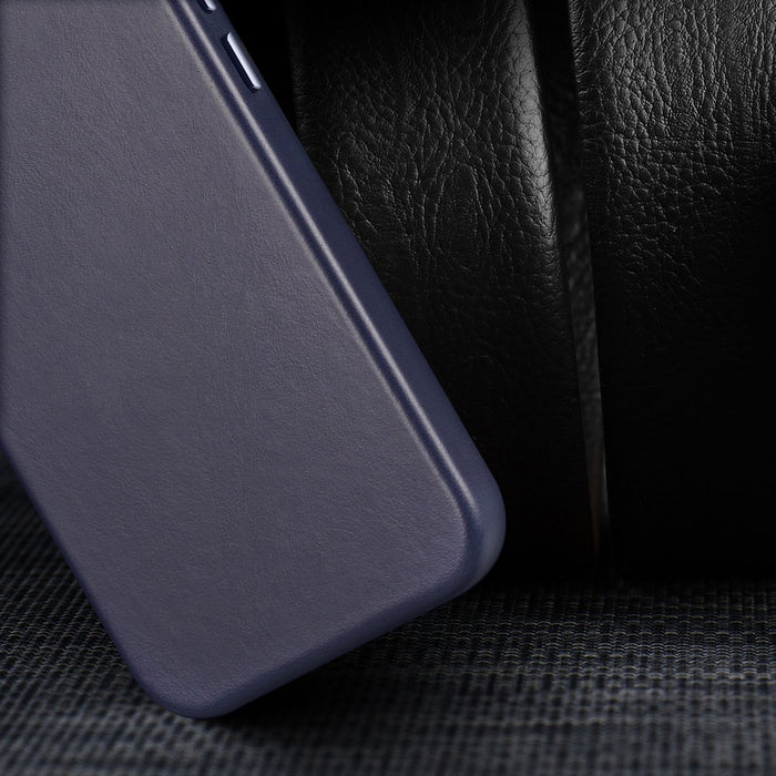 Dux Ducis Naples case for iPhone 14 Plus magnetic leather case MagSafe blue