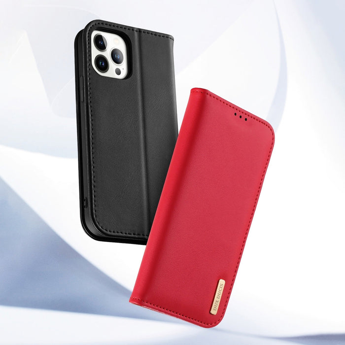 Dux Ducis Hivo Leather Flip Cover Genuine Leather Wallet for Cards and Documents iPhone 14 Pro Max Brown