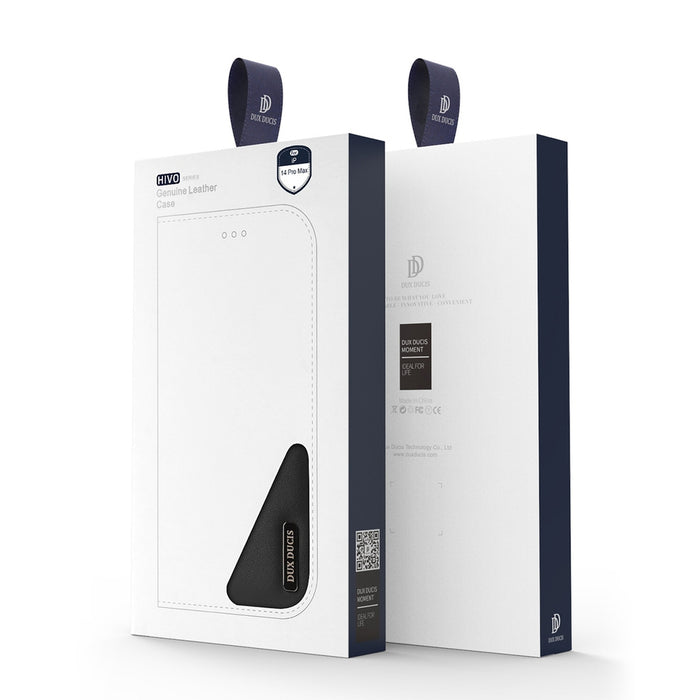 Dux Ducis Hivo Leather Flip Cover Genuine Leather Wallet for Cards and Documents iPhone 14 Pro Max Brown