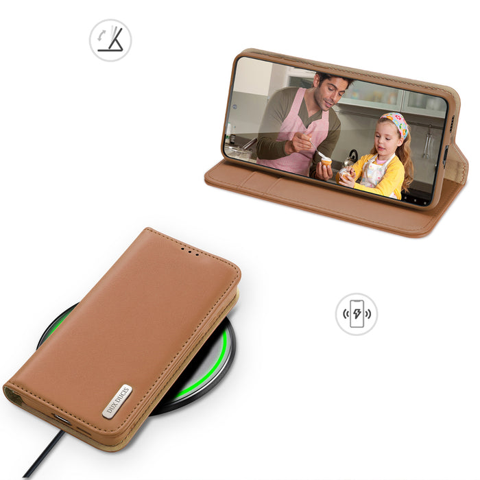 Dux Ducis Hivo case Samsung Galaxy S23+ flip cover wallet stand RFID blocking brown