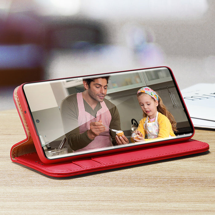Dux Ducis Hivo case Samsung Galaxy S23+ flip cover wallet stand RFID blocking red