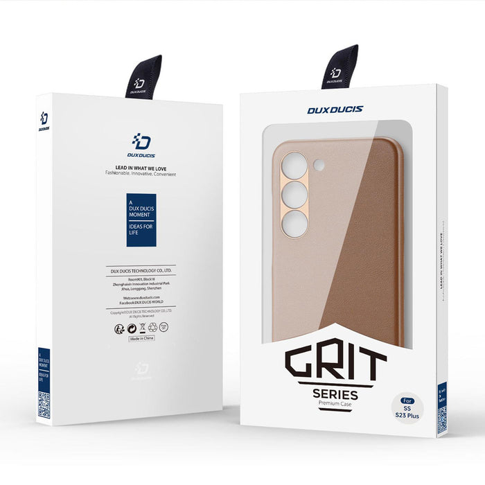 Dux Ducis Grit case for Samsung Galaxy S23+ elegant case made of artificial leather brown