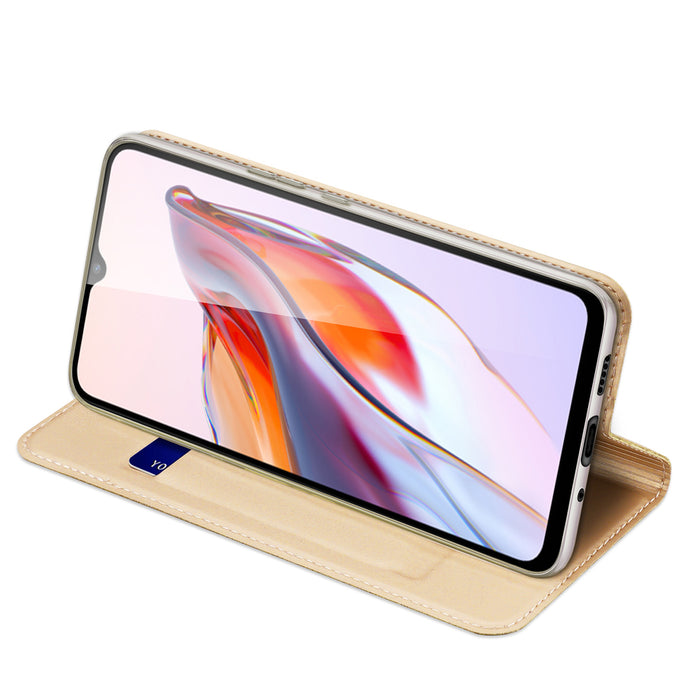 Dux Ducis Skin Pro Case For Xiaomi Redmi 11A / Poco C55 / Redmi 12C Cover Flip Card Wallet Stand Gold