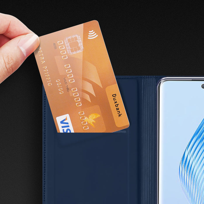 Dux Ducis Skin Pro Case for Honor Magic5 Flip Card Wallet Stand Blue