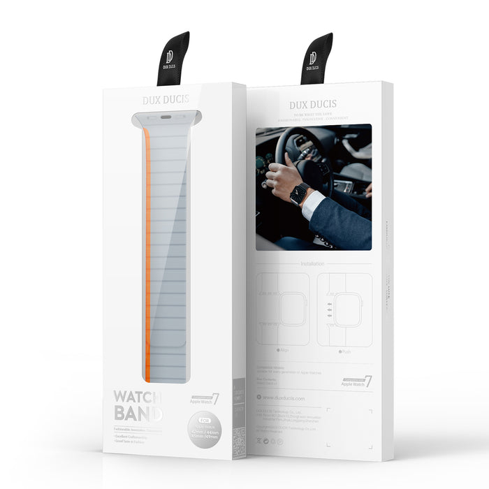 Magnetic Apple Watch SE, 9, 8, 7, 6, 5, 4, 3, 2, 1 (41, 40, 38 mm) Dux Ducis Strap (LD Version) - gray-orange
