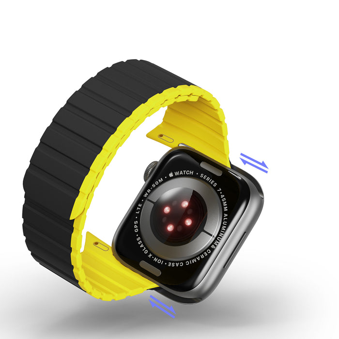 Magnetic Apple Watch SE, 9, 8, 7, 6, 5, 4, 3, 2, 1 (41, 40, 38 mm) Dux Ducis Strap (LD Version) - black and yellow