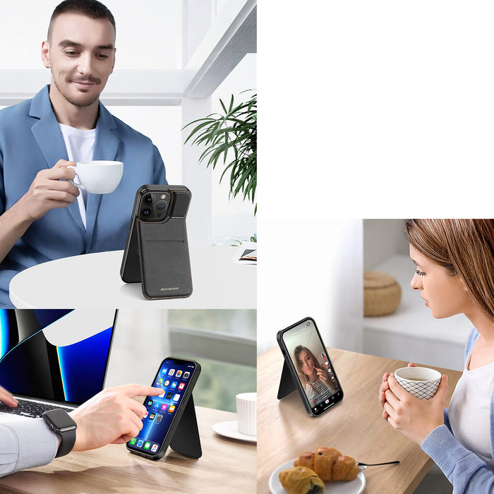 3in1 Wallet Case with Stand for iPhone 13 Pro MagSafe RFID Blocker Dux Ducis Rafi Mag - Black