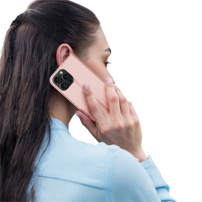 Dux Ducis Skin Pro iPhone 16 Pro Max Case with Flip and Card Slot - Pink