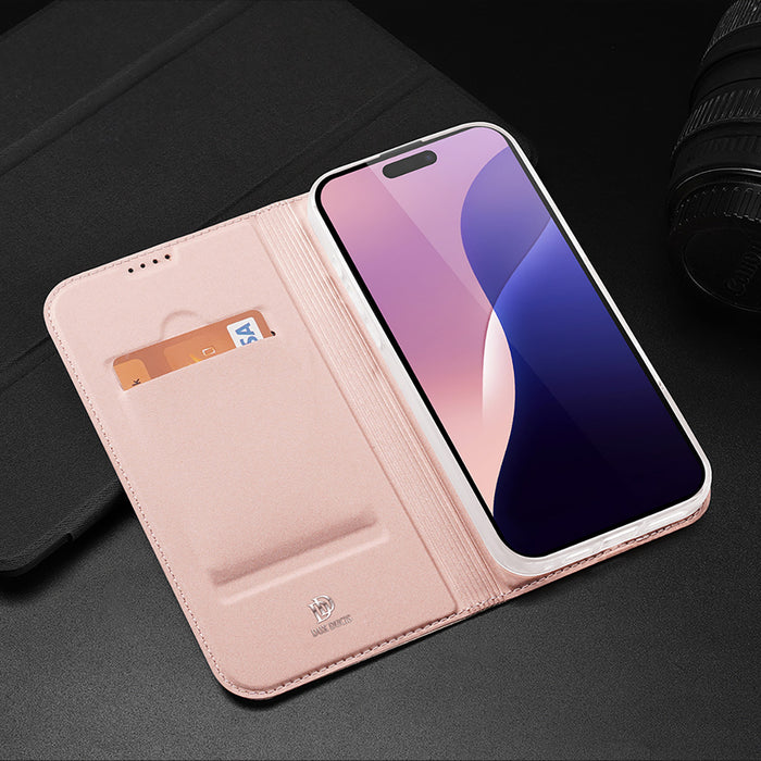 Dux Ducis Skin Pro iPhone 16 Pro Max Case with Flip and Card Slot - Pink