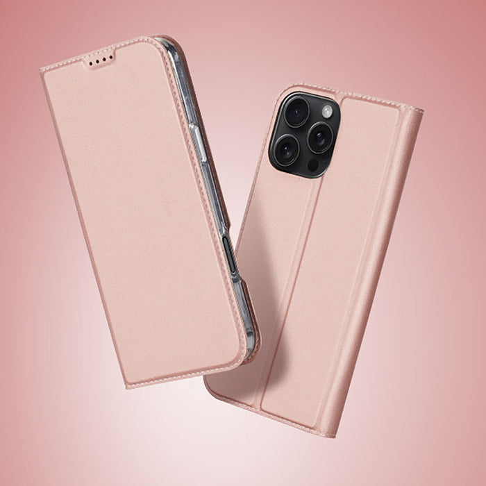 Dux Ducis Skin Pro iPhone 16 Pro Max Case with Flip and Card Slot - Pink