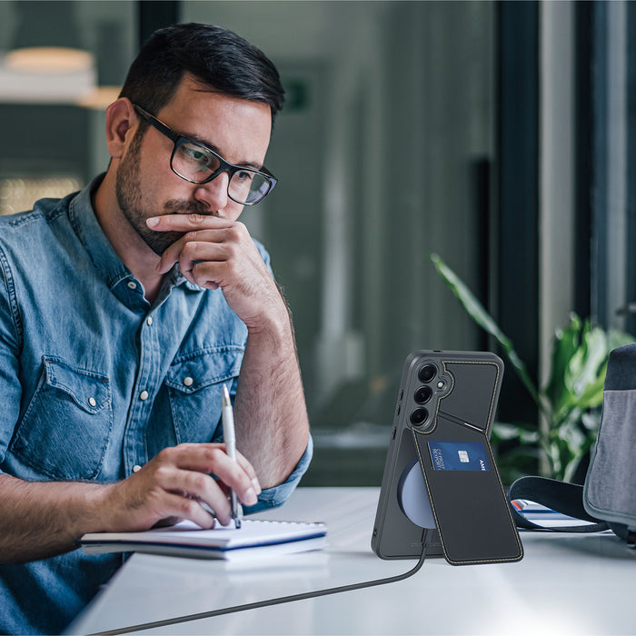 Dux Ducis Rafi II Case for Samsung Galaxy S25+ with Stand and Wallet - Black