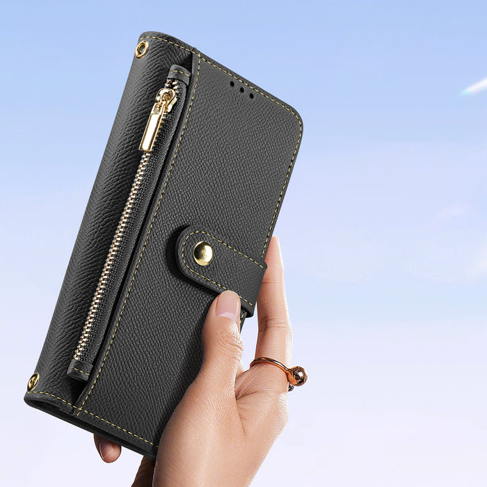 Dux Ducis Lawa Leather Case for Samsung Galaxy S25+ with Detachable Magnetic Wallet - Black