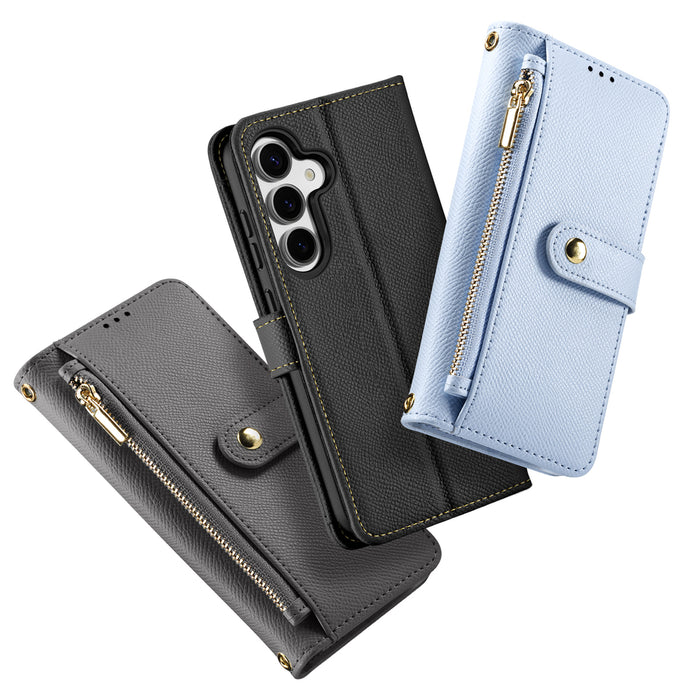 Dux Ducis Lawa Leather Case for Samsung Galaxy S25+ with Detachable Magnetic Wallet - Gray