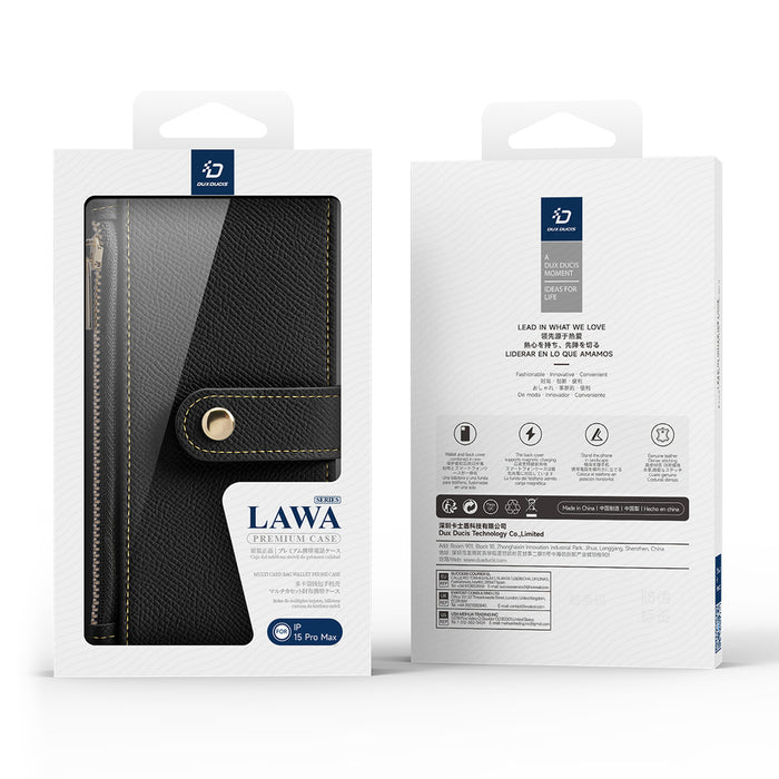Dux Ducis Lawa Leather Case for iPhone 15 Pro Max - Black