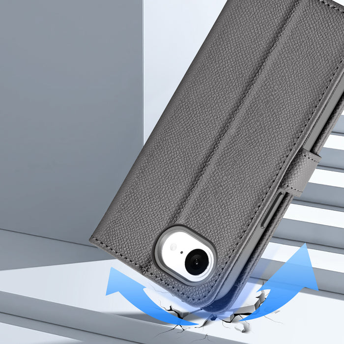 Dux Ducis Lawa Leather Case for iPhone 16e / 17e with Detachable Magnetic Wallet - Gray