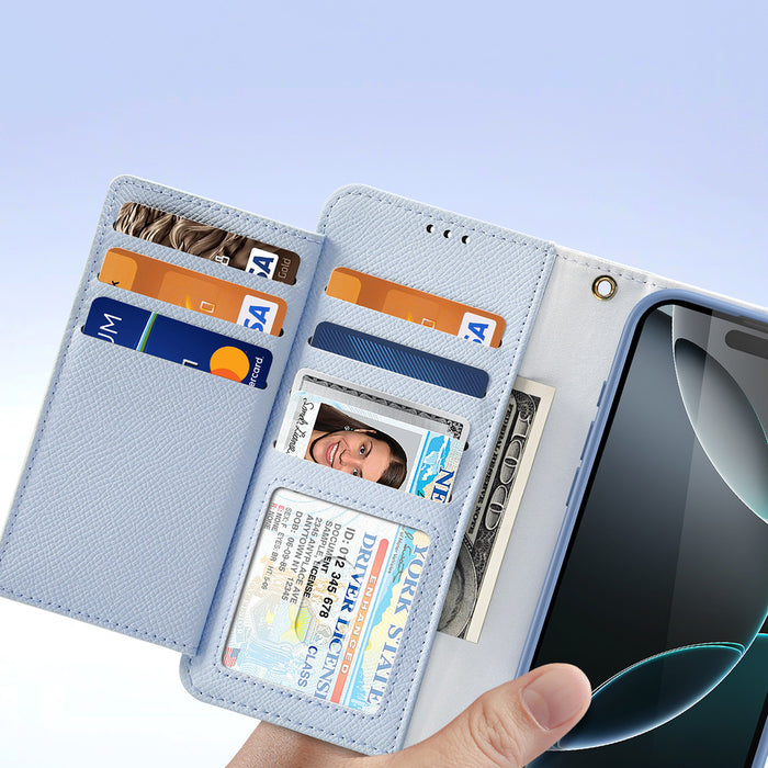 Dux Ducis Lawa iPhone 16 Pro Leather Case with Detachable Magnetic Wallet - Blue