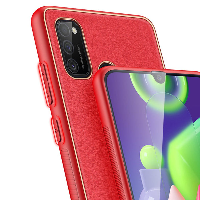 Dux Ducis Yolo elegant case made of soft TPU and PU leather for Samsung Galaxy M30s red
