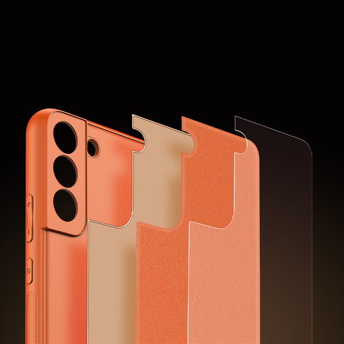 Dux Ducis Yolo elegant cover made of ecological leather for Samsung Galaxy S22 + (S22 Plus) orange