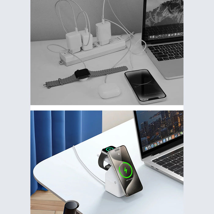 Duzzona W20 15W 4in1 inductive charger for iPhone / AirPods / Apple Watch with night lamp - white