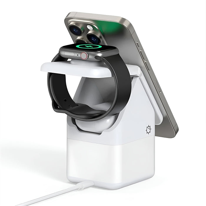 Duzzona W20 15W 4in1 inductive charger for iPhone / AirPods / Apple Watch with night lamp - white