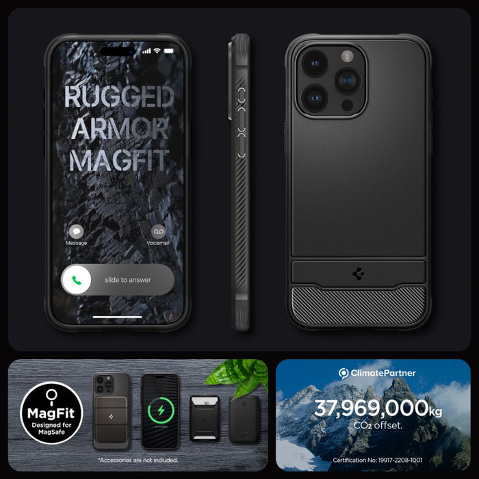 Spigen Rugged Armor Mag Case with MagSafe for iPhone 15 Pro Max - Matte Black - Cell phone cases and covers<<<HurtelXML