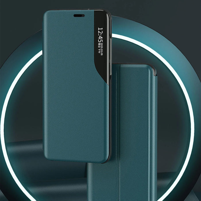 Eco Leather View Case elegant bookcase type case with kickstand for iPhone 13 mini green - Cell phone cases