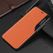 Eco Leather View Case elegant bookcase type case with kickstand for iPhone 13 orange - Cell phone cases