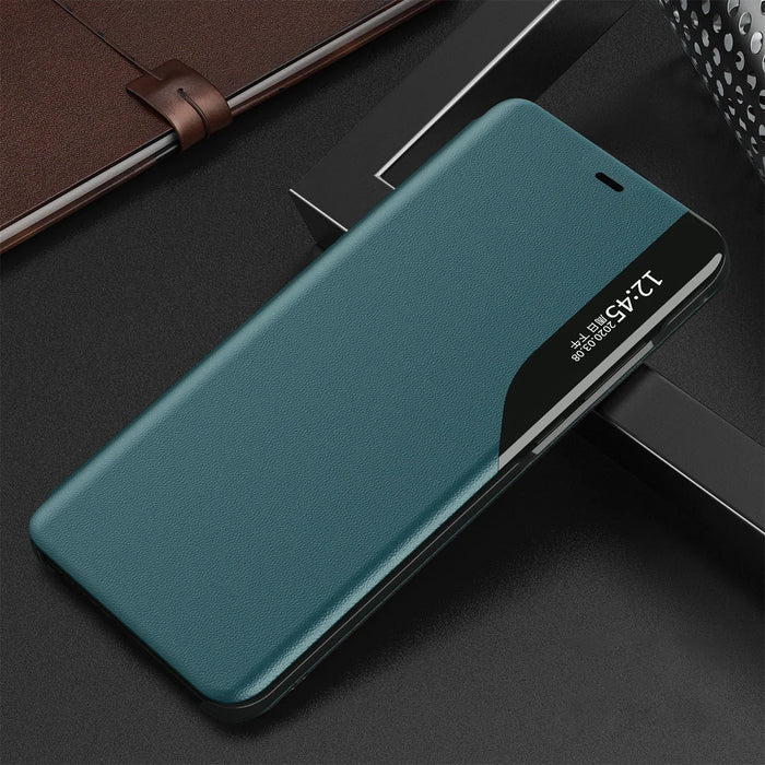 Eco Leather View Case elegant bookcase type case with kickstand for iPhone 13 mini green - Cell phone cases