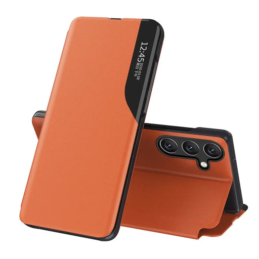 Eco Leather View Case elegant case with flap and stand function for Samsung Galaxy A56 - orange - Cell phone cases