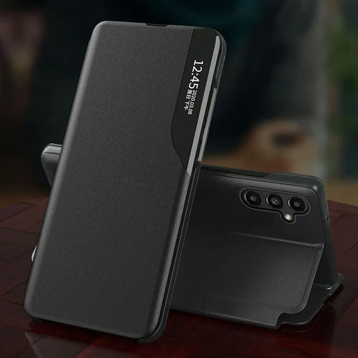 Eco Leather View Case case for Samsung Galaxy S23 Ultra with flip stand black - Cell phone cases and covers<<<HurtelXML