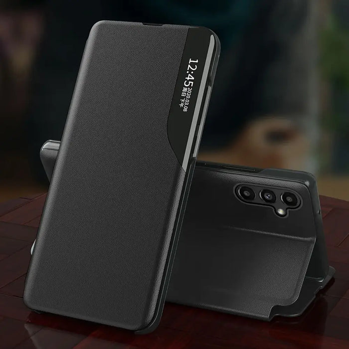 Eco Leather View Case case for Samsung Galaxy S23 Ultra with flip stand black - Cell phone cases and covers<<<HurtelXML