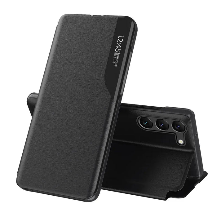 Eco Leather View Case case for Samsung Galaxy S23+ with a flip stand black - Cell phone cases and covers<<<HurtelXML
