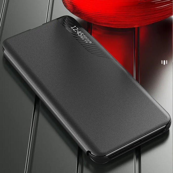 Eco Leather View Case for Samsung Galaxy S25 Ultra with Flip and Stand - Black - Cell phone cases and covers<<<HurtelXML