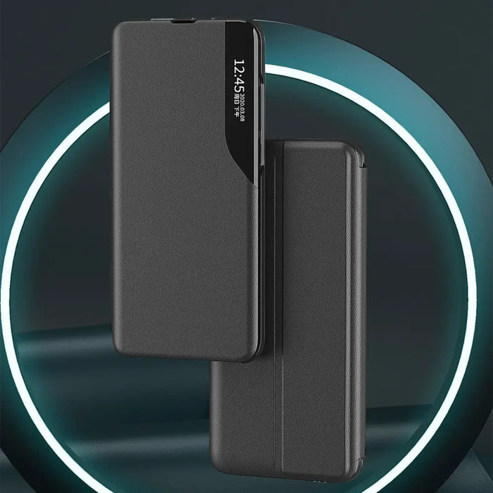 Eco Leather View Case for Samsung Galaxy S25 with Flip Stand - Black - Cell phone cases and covers<<<HurtelXML
