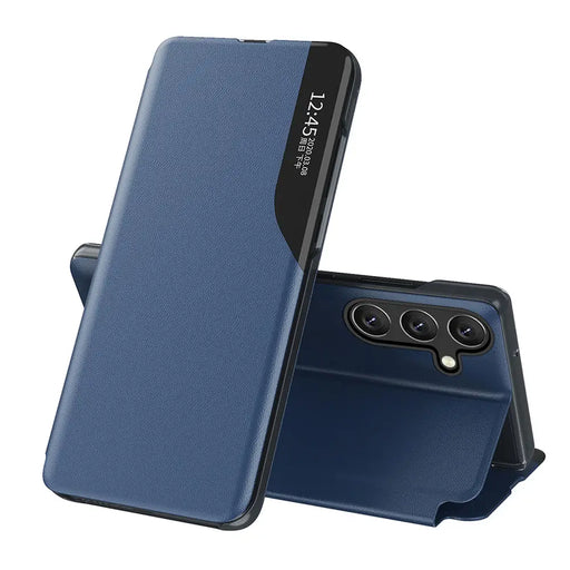 Eco Leather View Case for Samsung Galaxy S25 with Flip Stand - Blue - Cell phone cases and covers<<<HurtelXML