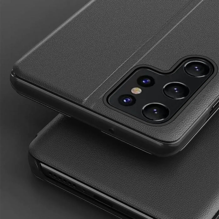 Eco Leather View Case for Samsung S24 Ultra with flap - black - Cell phone cases and covers<<<HurtelXML